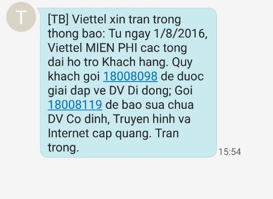 Viettel bất ngờ miễn phí cước gọi tới tổng đài chăm sóc khách hàng Viettel bất ngờ miễn phí cước gọi tới tổng đài chăm sóc khách hàng
