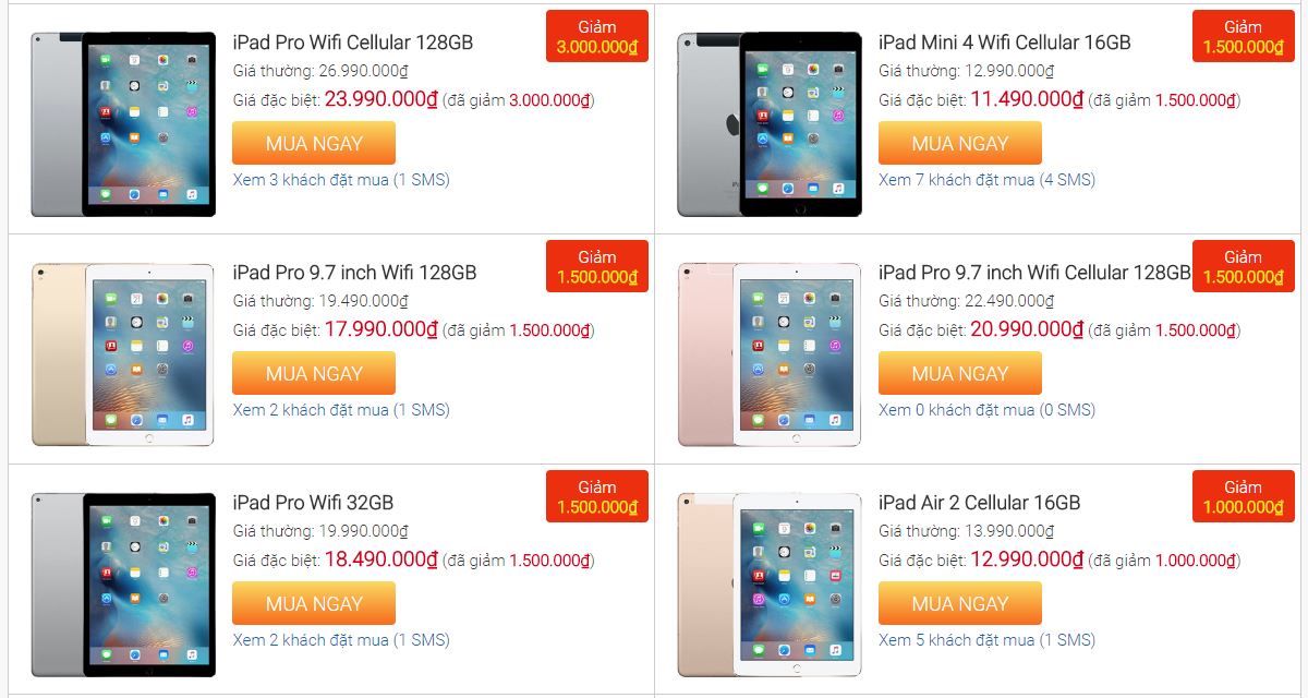 Táo mới ra mắt, iPhone 6s, 6s Plus, SE cho tới iPad, MacBook giảm hàng triệu đồng