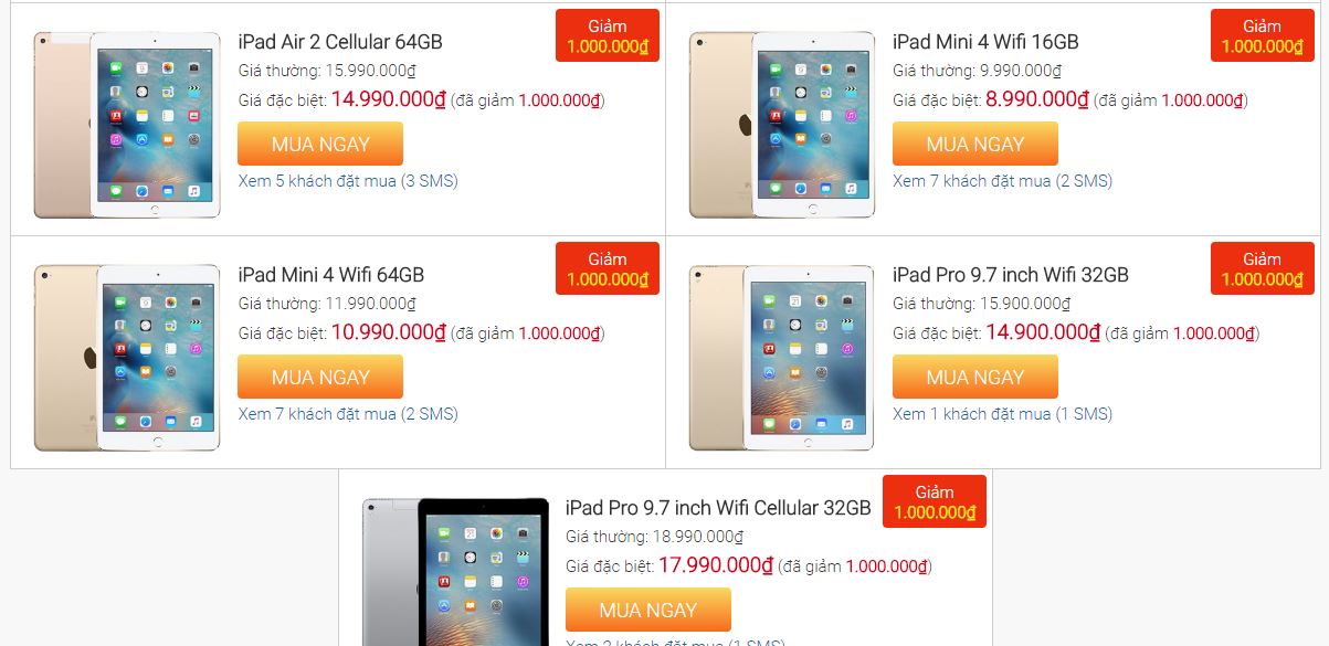 Táo mới ra mắt, iPhone 6s, 6s Plus, SE cho tới iPad, MacBook giảm hàng triệu đồng