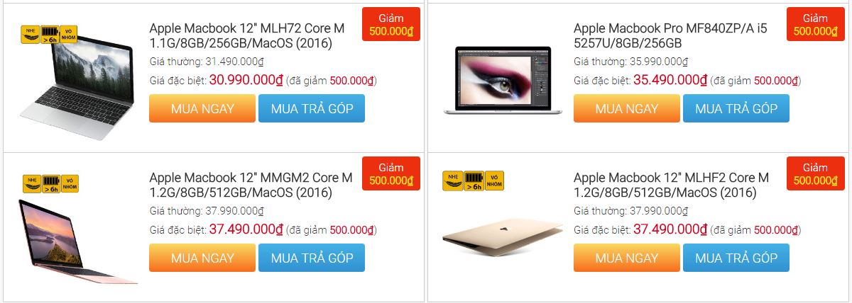 Táo mới ra mắt, iPhone 6s, 6s Plus, SE cho tới iPad, MacBook giảm hàng triệu đồng