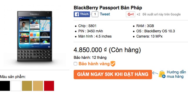 Các cửa hàng tiếp tục hạ giá BlackBerry Passport để cạnh tranh Các cửa hàng tiếp tục hạ giá BlackBerry Passport để cạnh tranh