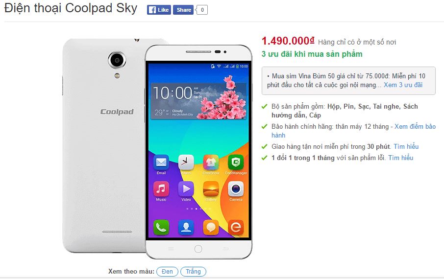 Phablet Sky chip Snapdragon 410, màn hình 5.5 inch lên kệ TGDĐ giá 1.5 triệu