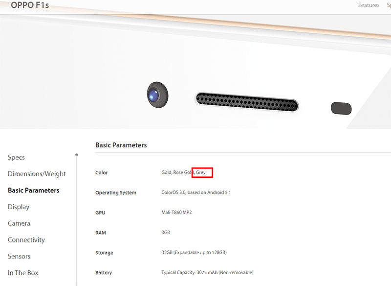 OPPO F1s phiên bản màu Grey xác nhận sẽ được bán ra