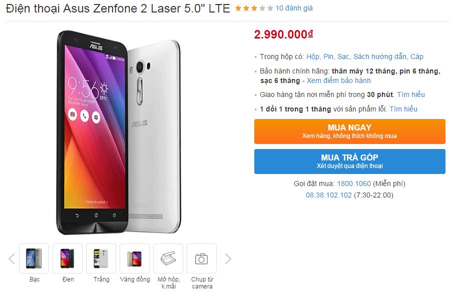 ZenFone 2 Laser LTE được nâng cấp quay trở lại với giá sốc