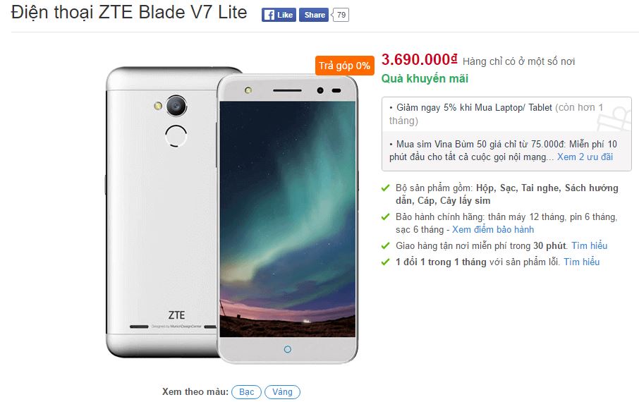 Blade V7 Lite thiết kế kim loại nguyên khối, viền cạnh siêu mỏng cùng cảm biến vân tay 1 chạm Blade V7 Lite thiết kế kim loại nguyên khối, viền cạnh siêu mỏng cùng cảm biến vân tay 1 chạm