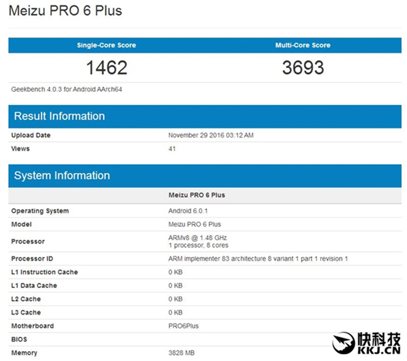 Meizu Pro 6 Plus rò rỉ thông số cấu hình trên Geekbench