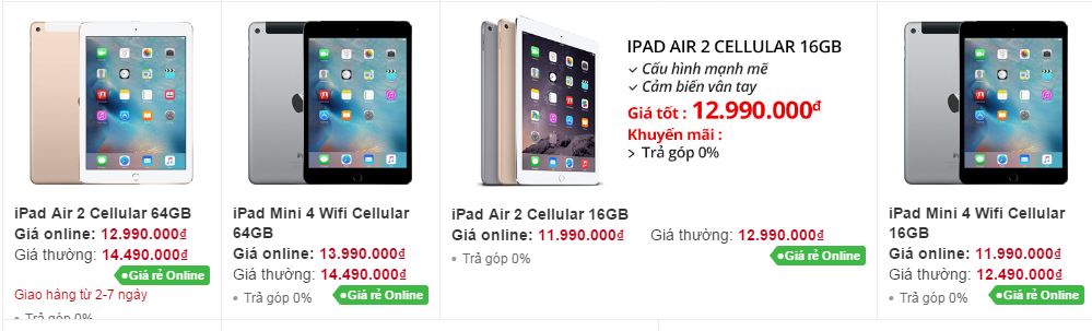  iPad đồng loạt giảm giá