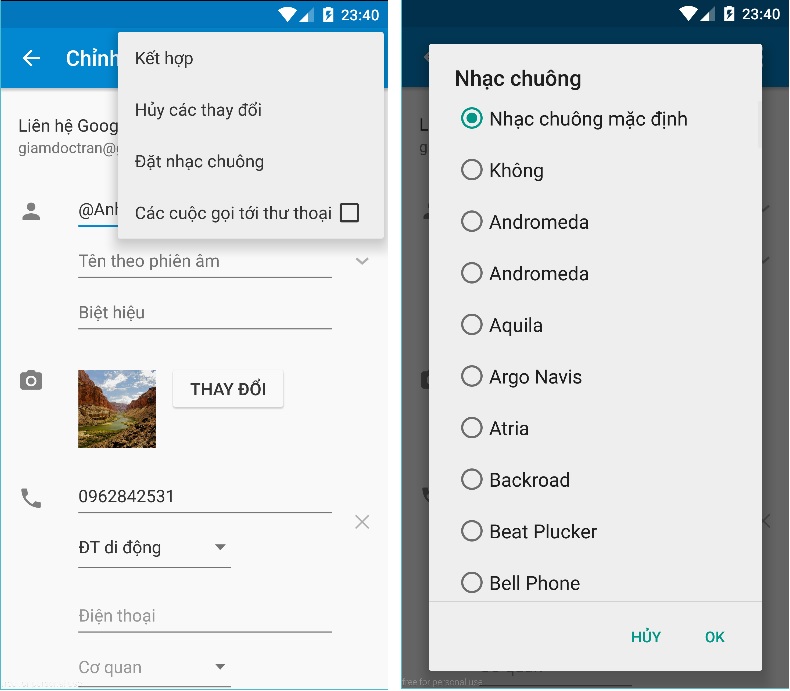 Cách cài nhạc chuông cho từng liên lạc trên Android