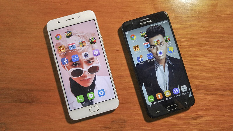 Galaxy J7 Prime có màn hình Full HD 5.5 inch, còn OPPO F1s chỉ dừng lại ở mức HD 5 inch Galaxy J7 Prime có màn hình Full HD 5.5 inch, còn OPPO F1s chỉ dừng lại ở mức HD 5 inch