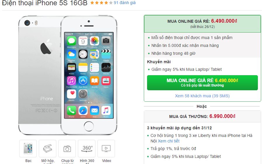 iPhone 5s vừa được hạ giá thêm lần nữa