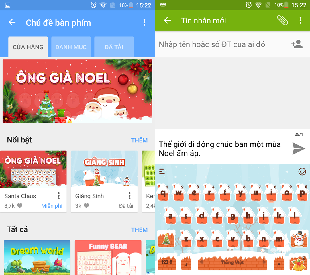 Thay đổi gõ bàn phím phong cách giáng sinh thú vị
