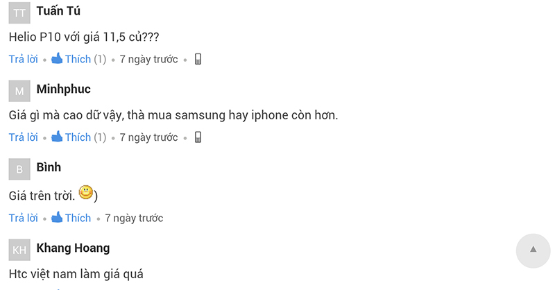 giá HTC Một số bình luận của đọc giả trên trang tin tức Thế giới di động về giá của bộ đôi HTC U Ultra và U Play