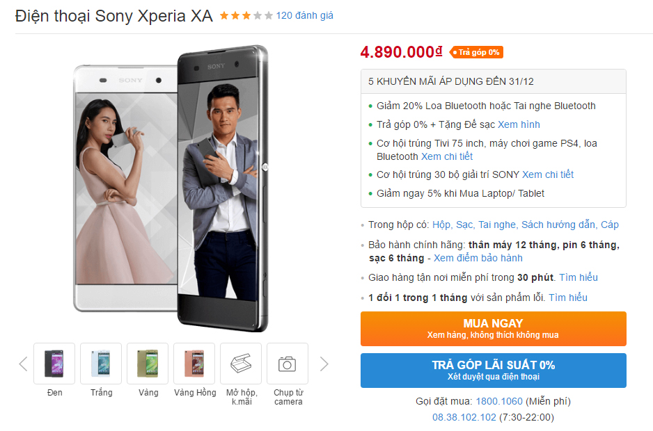 Đặt mua online Xperia XA/XA Ultra ngay hôm nay để được tặng bình giữ nhiệt và ốp lưng thời trang