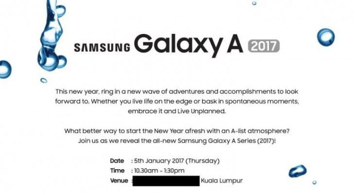 Thư mời ra mắt Galaxy A 2017 của Samsung