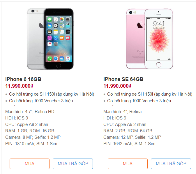 iPhone 7 bán chạy, iPhone 6 và iPhone SE 64GB giảm giá kịch sàn ngang nhau iPhone 7 bán chạy, iPhone 6 và iPhone SE 64GB giảm giá kịch sàn ngang nhau