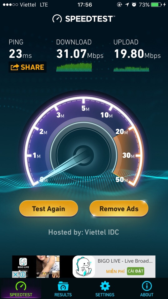 Kiểm tra tốc độ mạng 4G trên iPhone 6s lần 2