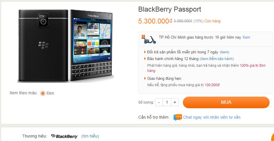 Siêu phẩm một thời BlackBerry Passport chính hãng giảm giá còn hơn 5 triệu Siêu phẩm một thời BlackBerry Passport chính hãng giảm giá còn hơn 5 triệu