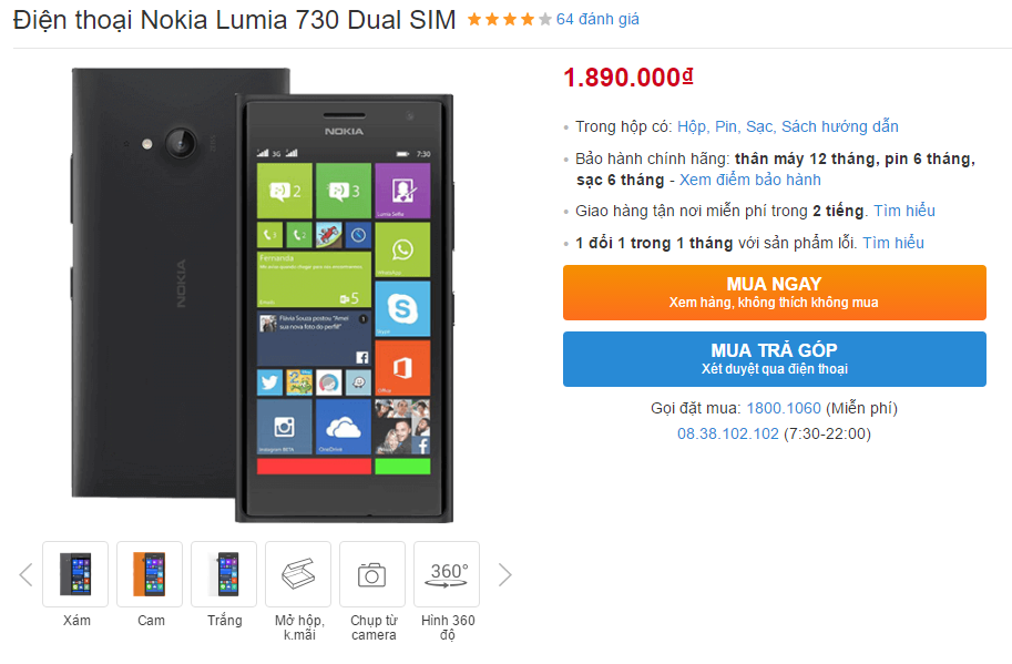 Lumia 730 ống kính hàng hiệu Carl Zeiss vừa giảm giá sốc