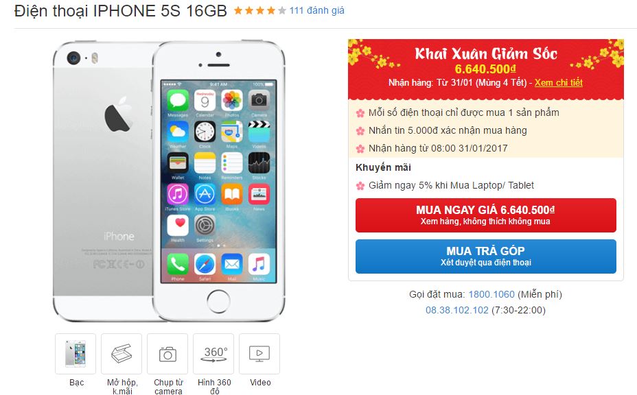 iPhone 5s với thiết kế đẹp không tì vết giảm giá dịp khai xuân iPhone 5s với thiết kế đẹp không tì vết giảm giá dịp khai xuân