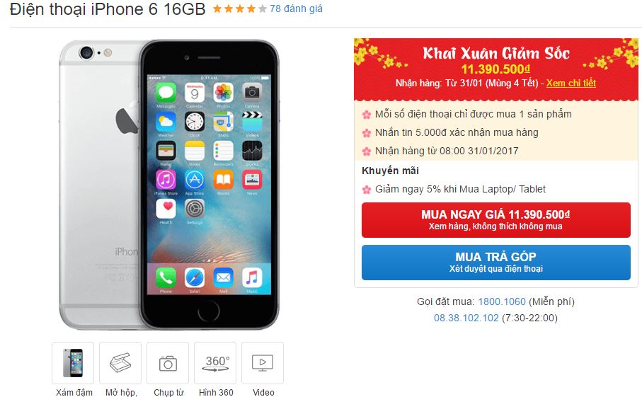 iPhone 6 giảm giá mạnh mẽ bản dịp Tết iPhone 6 giảm giá mạnh mẽ bản dịp Tết