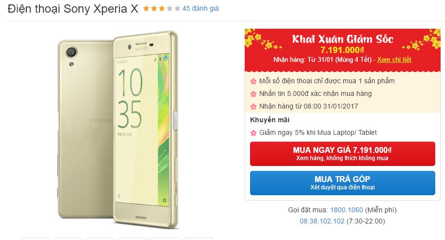 Khai xuân: Sony Xperia XA, XA Ultra và Xperia X đồng loạt giảm giá mạnh Khai xuân: Sony Xperia XA, XA Ultra và Xperia X đồng loạt giảm giá mạnh