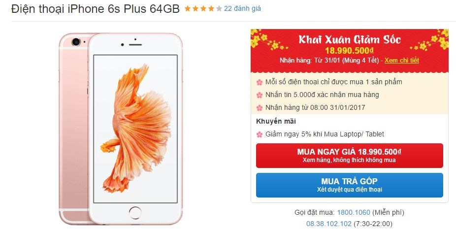 iPhone 6s, iPhone 6s Plus giảm giá mạnh dịp Tết Nguyên Đán iPhone 6s, iPhone 6s Plus giảm giá mạnh dịp Tết Nguyên Đán