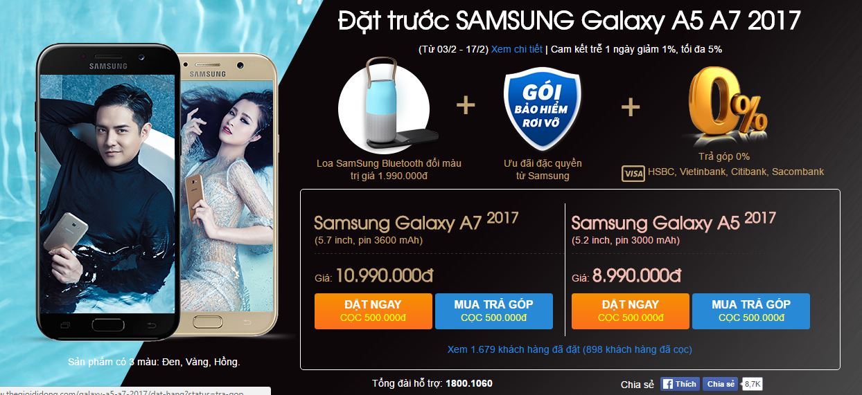 Đã có 1700 người đặt mua Galaxy A5, Galaxy A7 2017