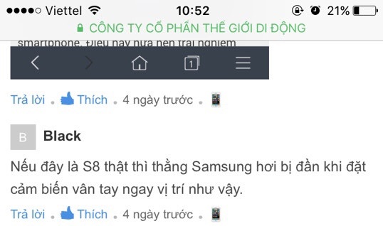 Nhiều fan Samsung không thích khi Galaxy S8 dùng cảm biến vân tay mặt sau