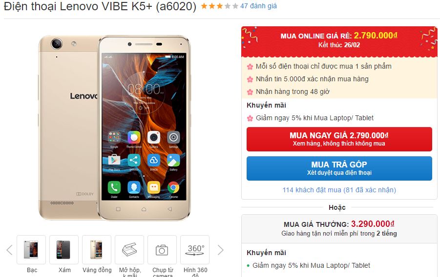 Smartphone giá rẻ của Lenovo với màn hình Full HD, camera 13MP giảm giá