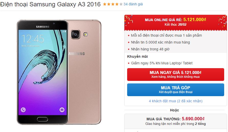 Galaxy A3 2016 với thiết kế cuốn hút, hỗ trợ 4G giảm giá mạnh mẽ Galaxy A3 2016 với thiết kế cuốn hút, hỗ trợ 4G giảm giá mạnh mẽ