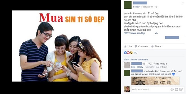 Những mẩu quảng cáo thu mua SIM 11 số đẹp ngày càng trở nên phổ biến trên mạng xã hội Những mẩu quảng cáo thu mua SIM 11 số đẹp ngày càng trở nên phổ biến trên mạng xã hội