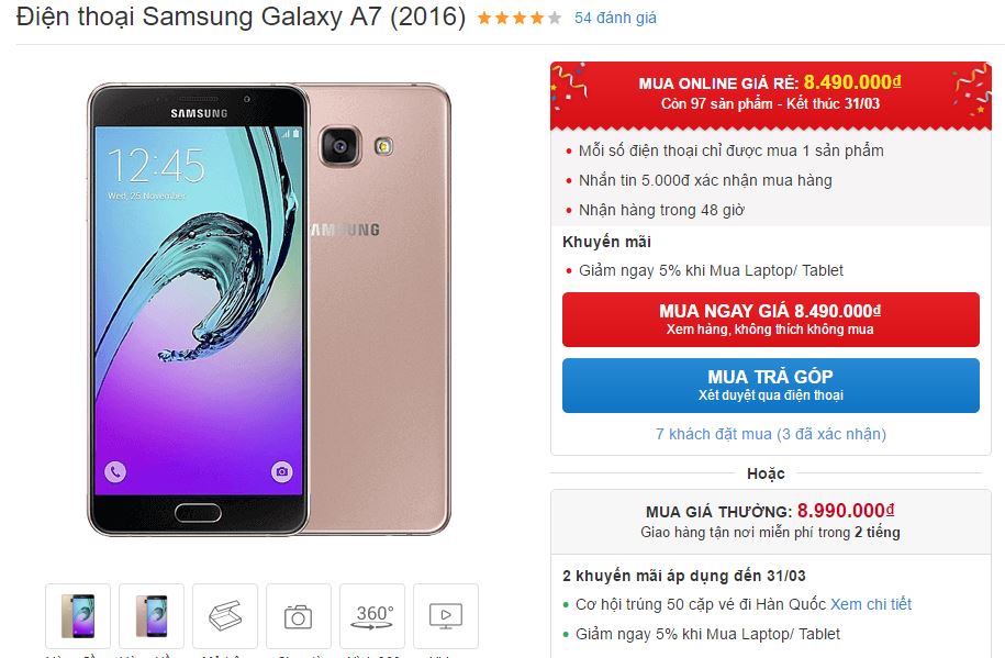 Galaxy A7 2016 với màn hình 5.5 inch Full HD, RAM 3 GB giảm giá Galaxy A7 2016 với màn hình 5.5 inch Full HD, RAM 3 GB giảm giá