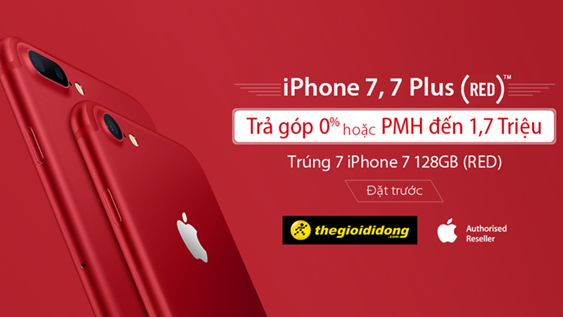 iPhone 7, 7 Plus màu đỏ đã cho đặt hàng tại Thế Giới Di Động từ hôm nay!