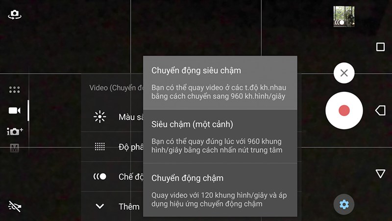 Tính năng quay slow motion Xperia XZS