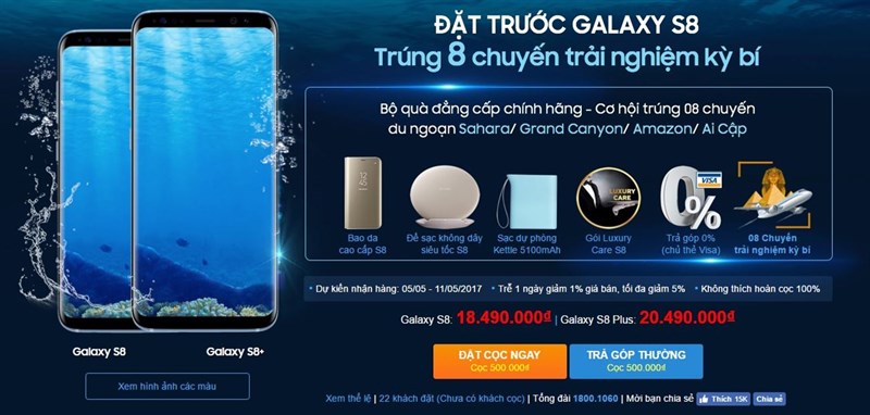 Bộ đôi Galaxy S8, S8 Plus chính thức cho đặt hàng kèm bộ quà tặng và ưu đãi khủng