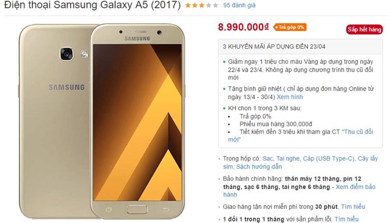 Galaxy A5, Galaxy A7 2017 giảm giá mạnh mẽ tại Thế giới di động Galaxy A5, Galaxy A7 2017 giảm giá mạnh mẽ tại Thế giới di động