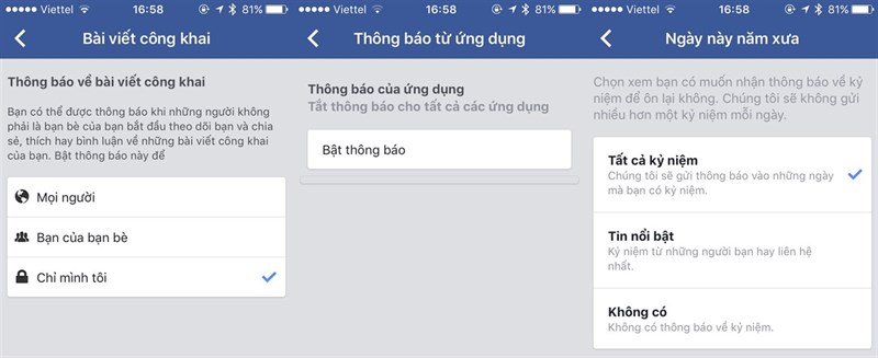 nhận thông báo facebook