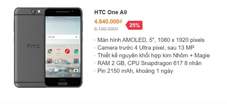 HCM: Top các smartphone HTC, Sony, Huawei đang giảm giá sốc tại VuiVui.com