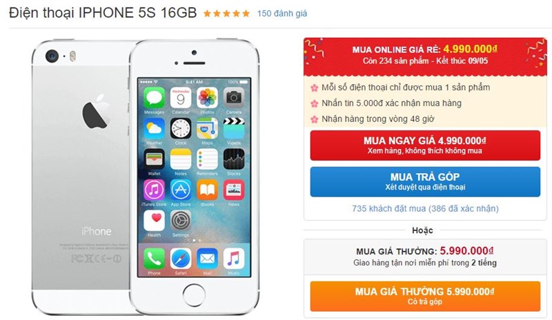 Còn hàng trăm iPhone 5s giá chỉ 5 triệu đồng Còn hàng trăm iPhone 5s giá chỉ 5 triệu đồng
