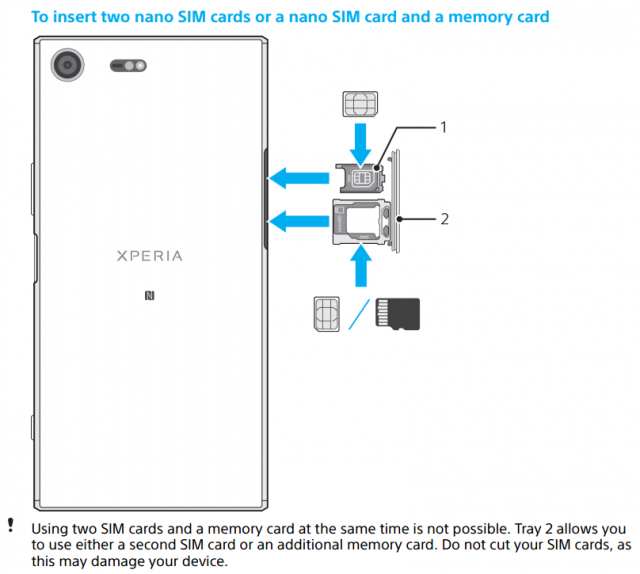 Xperia XZ Premium Dual hỗ trợ 2 thẻ nhớ và thẻ nhớ SD