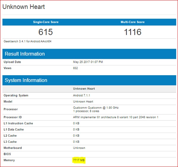 Nokia 9 GeekBench