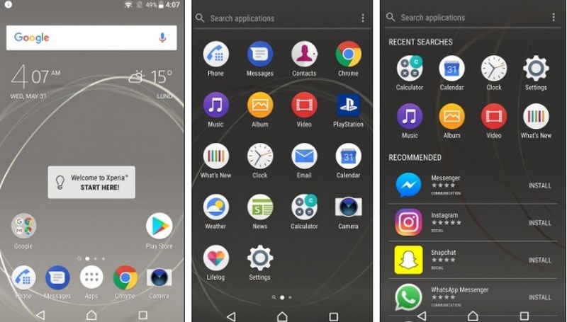 Giao diện Xperia Home Giao diện Xperia Home
