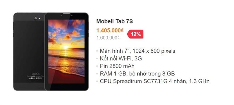 Tablet giảm đến 1 triệu