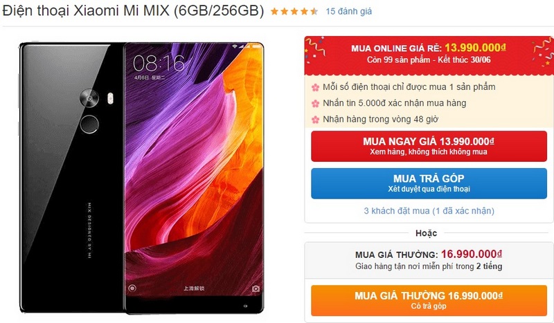 Mi Mix hạ giá