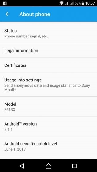 Sony Xperia Z5 cập nhật Android 7.1.1 Nougat