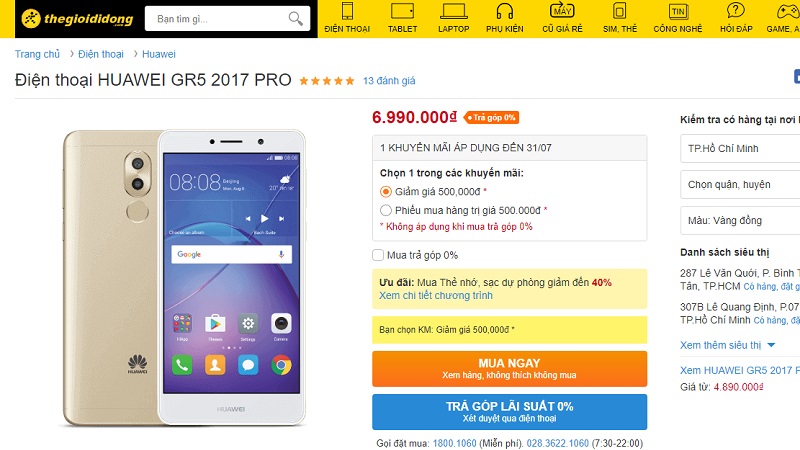 Huawei GR5 2017 PRO giảm giá Huawei GR5 2017 PRO giảm giá