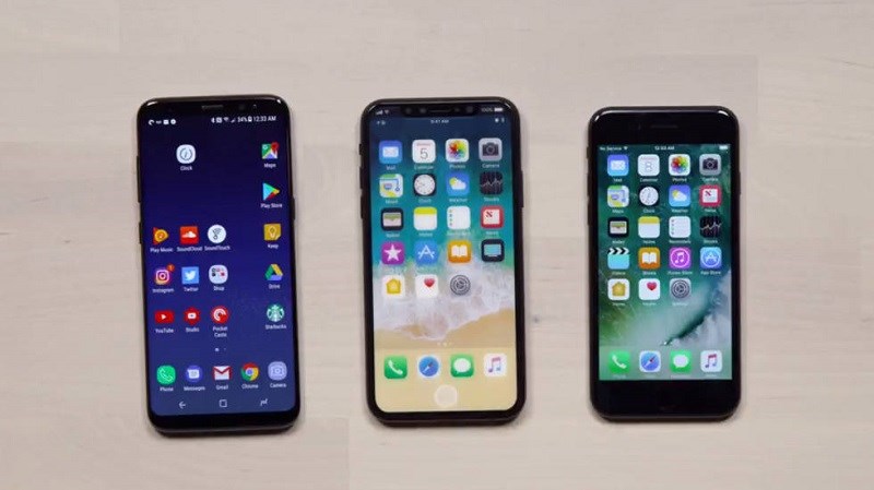 iPhone 8 xuất hiện đời thực bên cạnh Galaxy S8, iPhone 7