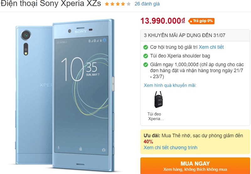 Sony Xperia XZs giảm giá