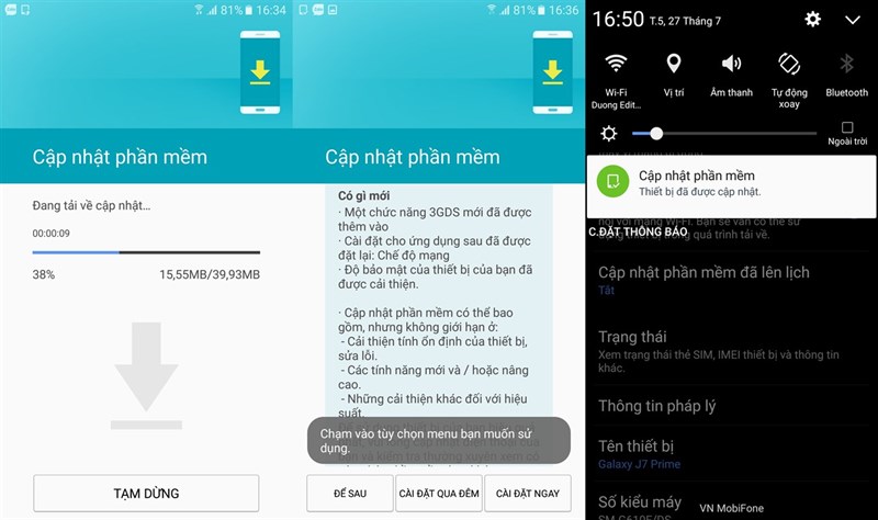 Galaxy J7 Prime nhận được bản cập nhật mới Galaxy J7 Prime nhận được bản cập nhật mới