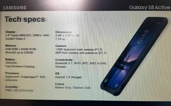Galaxy S8 Active lộ toàn bộ thông số cấu hình quan trọng Galaxy S8 Active lộ toàn bộ thông số cấu hình quan trọng